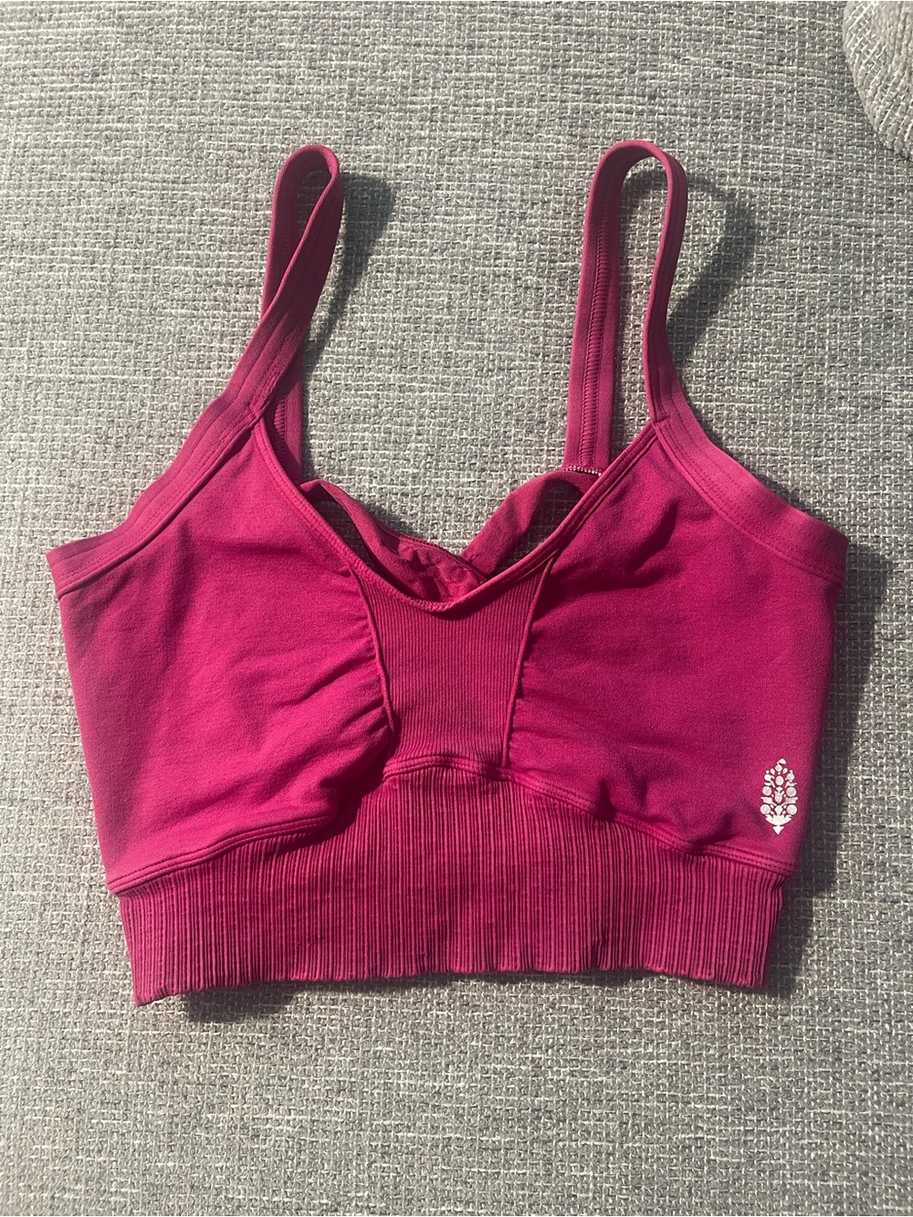 FP Movement by Free People GOOD KARMA SCOOP NECK BRA Bralette - Raspberry